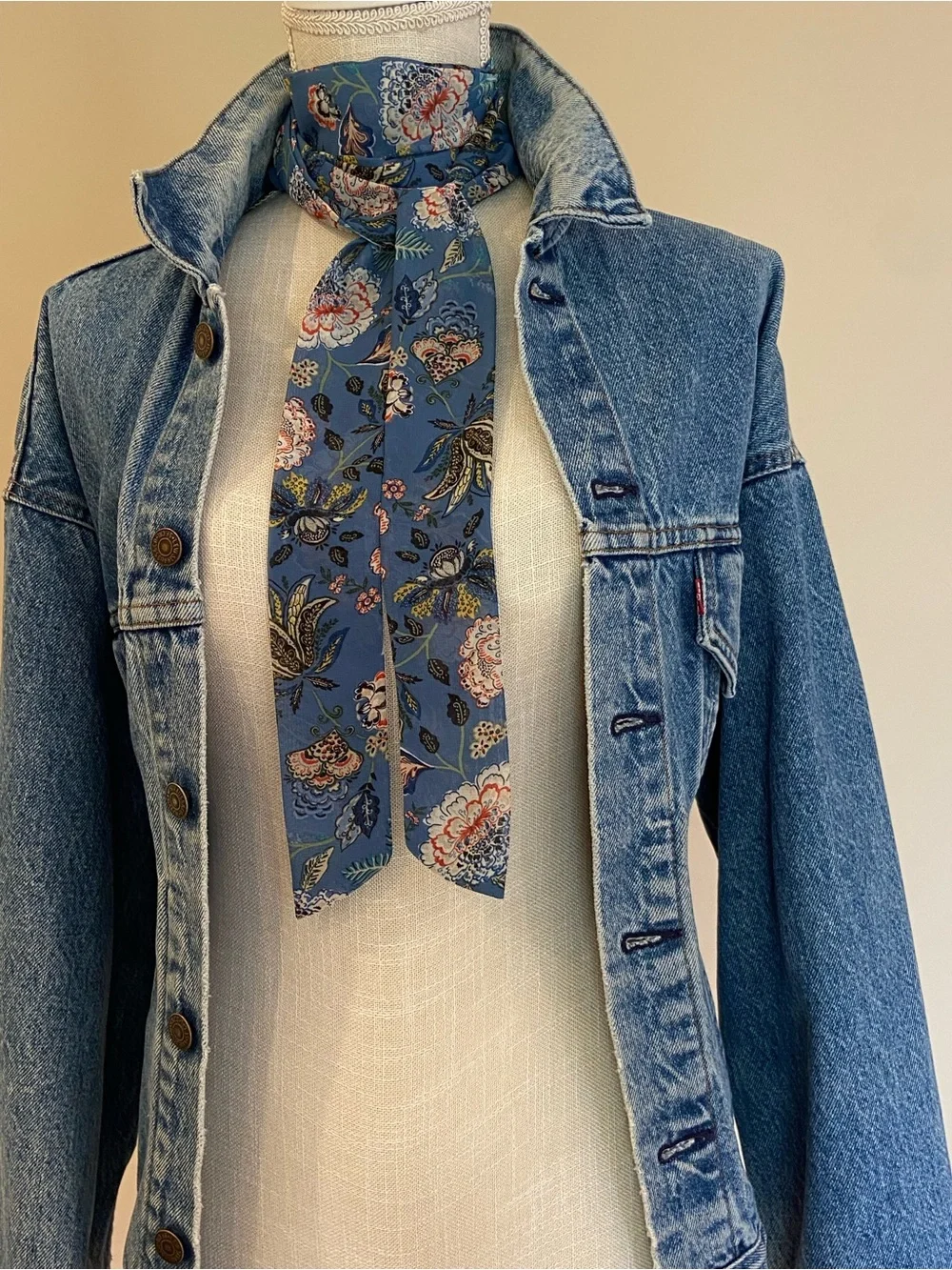 Silk Floral Blue Long Skinny Scarf Free People Virginia Pony Scarf Style